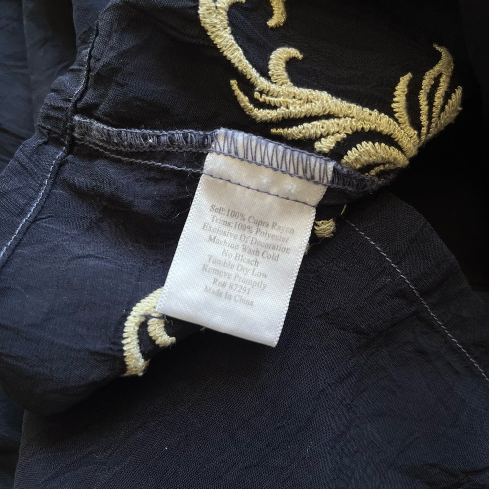 Johnny Was Navy Blue Embroidered Blouse - Picture 6 of 10